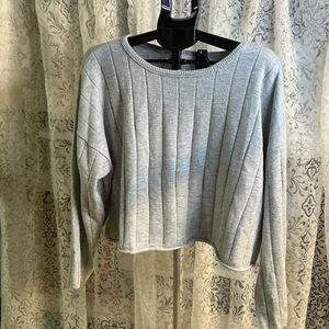 🟣 No Boundaries Gray Ribbed Cropped Sweatshirt